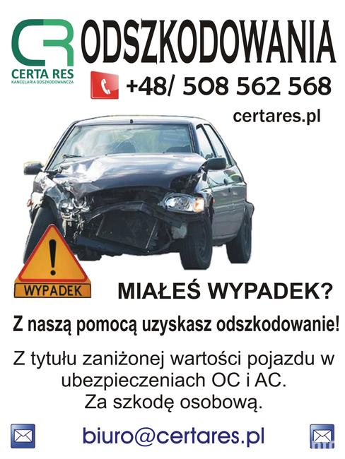 Uzyskamy dla Ciebie odszkodowanie.