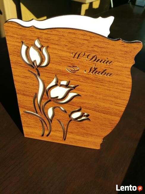 Kartka ślubna karta ślub drewno ażur torebka