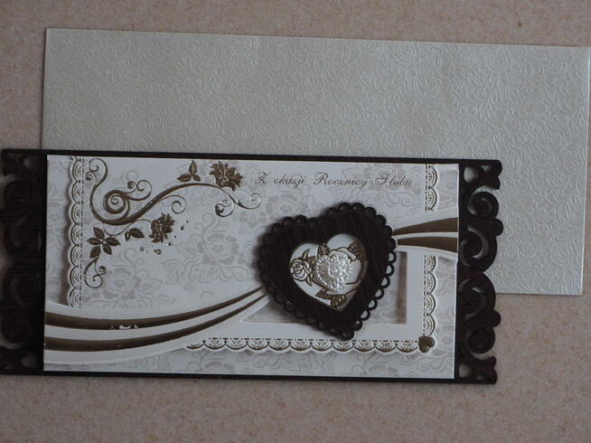 Kartka Rocznicy Rocznica ŚLUBU Drewno Karta Drewniana Ażur 3