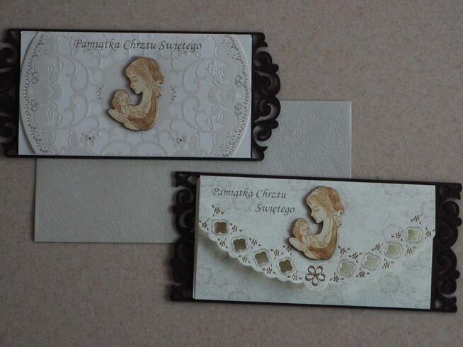 Kartka Chrzest Chrzciny Drewno karta drewniana