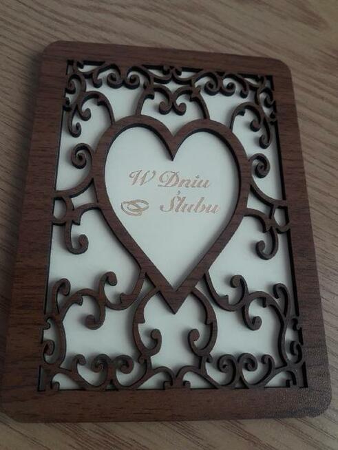 Kartka Chrzest Chrzciny Drewno karta drewniana