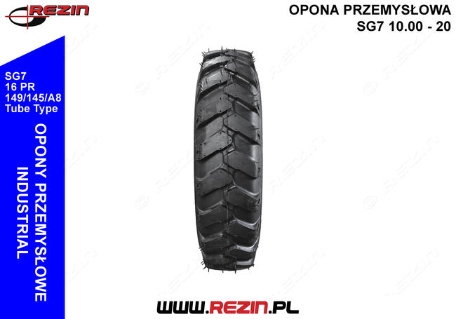 Opona przemysłowa budowlana SG7 10.00-20 REZIN BIEŻNIKOWANA
