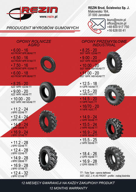 Opona przemysłowa SG7 9.00 - 20 REZIN POLSKA BIEŻNIKOWANA