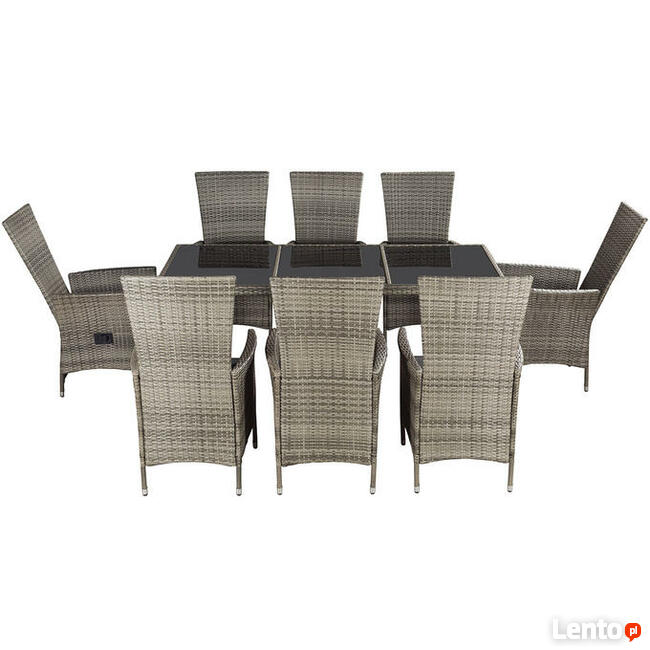 906 KPL RATTANOWY OGRODOWY RATTAN STÓŁ +8 FOTELI