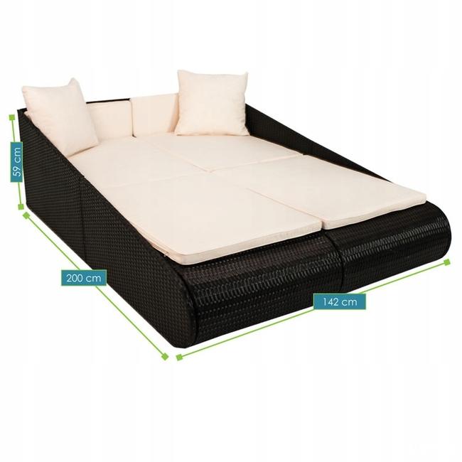 731 LEŻANKA MEBLE OGRODOWE RATTAN ŁÓŻKO LEZAK 2-os