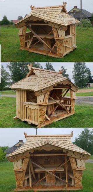 Altany ogrodowe ze stołem i ławami podłoga drewniana