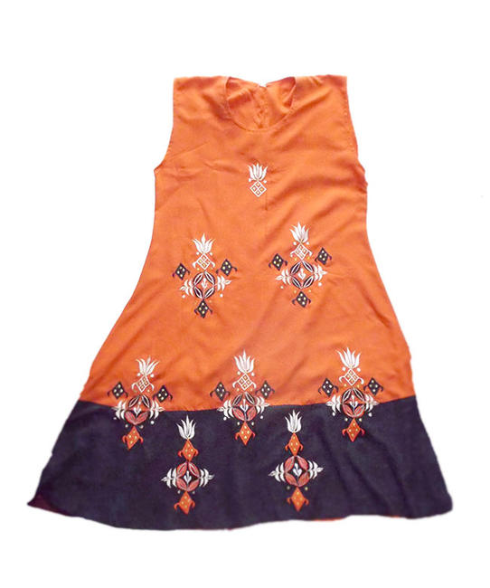 sukiena boho, pomarańcozwa tunika etno, xl sukienka
