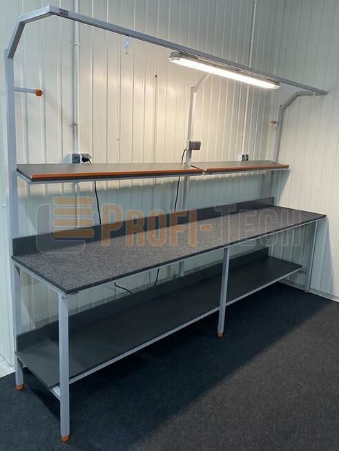 Stół roboczy montażowy do składania pakowania, blat, półki