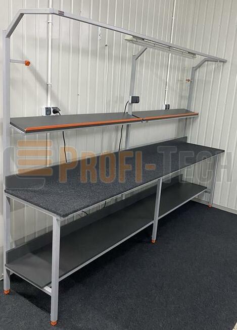 Stół roboczy montażowy do składania pakowania, blat, półki