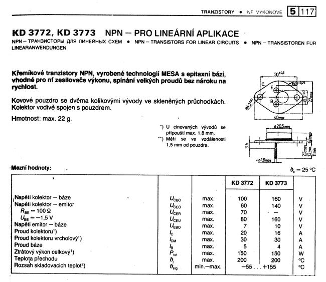Tranzystory Tesla KD 3773 (zamiennik KD503)