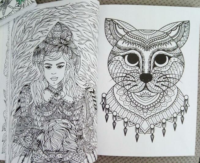 Relaksacyjna antystresowa kolorowanka różne motywy