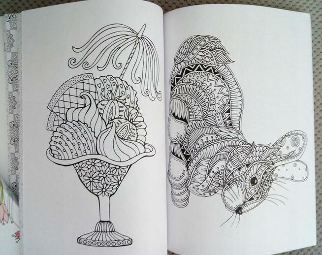 Relaksacyjna antystresowa kolorowanka różne motywy