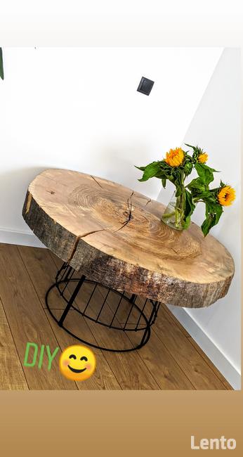 Stół plaster drewna jesion unikat DIY loft loftowy