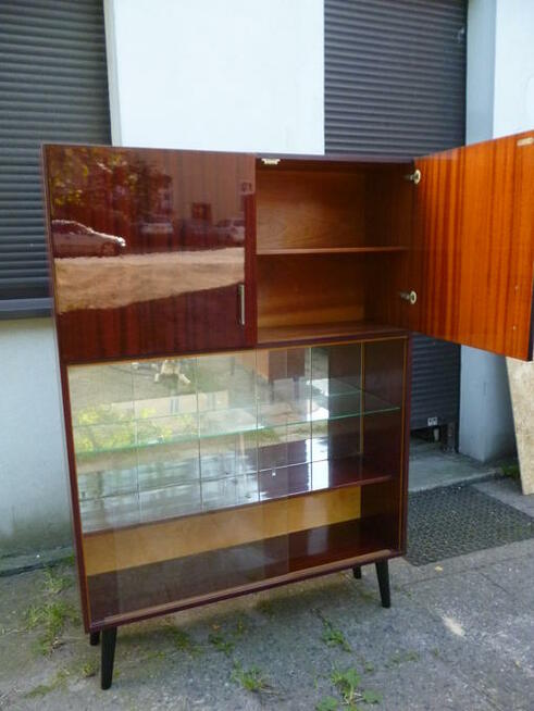 Biblioteczka mahoń, Komoda PRL, Szafka, Meble PRL, Regał RTV