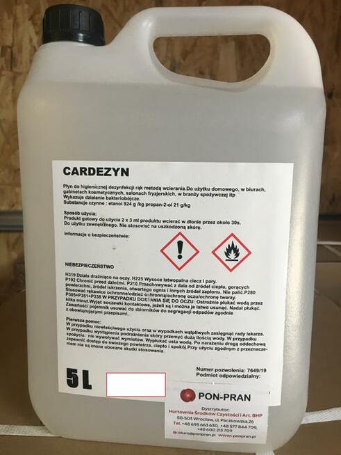 Płyn do dezynfekcji rąk 5l CARDEZYN - środek do dezynfekcji