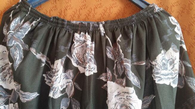 Spódniczka letnia zielona w białe kwiaty midi .Roz.M