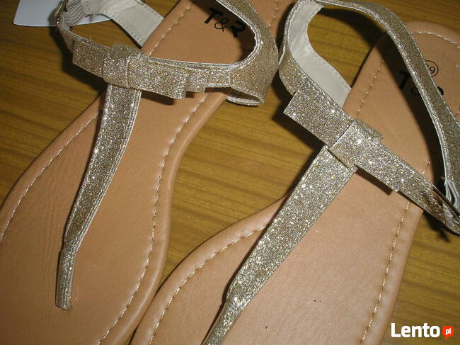 złote sandałki T&R 39 25cm.