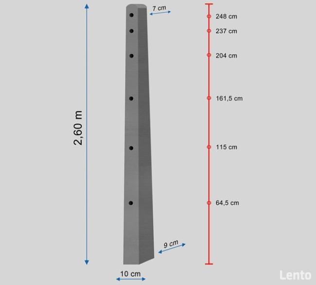Słupki betonowe do siatki 2,60 m
