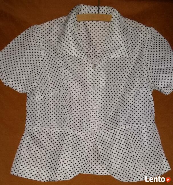 Bluzka biała w czarne groszki roz.S