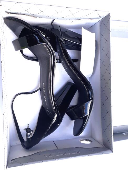 40 Marco Tozzi czarne sandałki z piętą black 26 cm