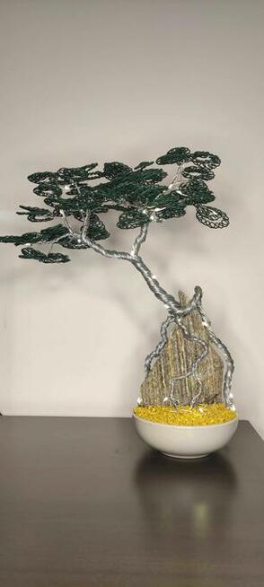 Drzewko szczęścia bonsai na kamieniu LED ręczne