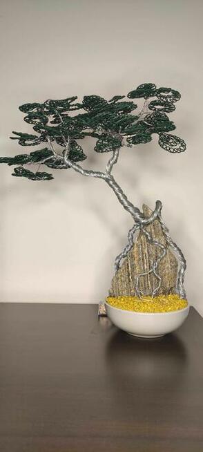 Drzewko szczęścia bonsai na kamieniu LED ręczne