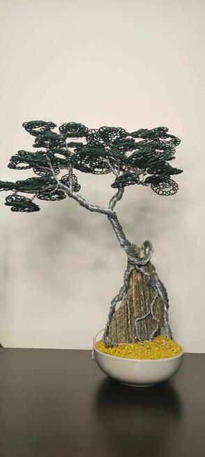 Drzewko szczęścia bonsai na kamieniu LED ręczne