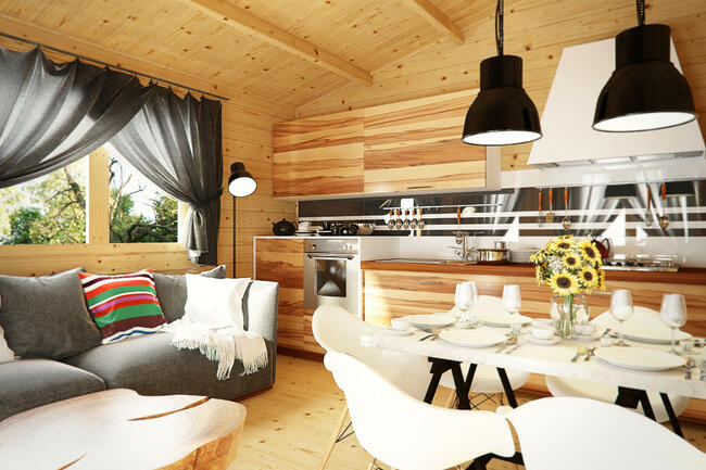 DREWNIANY DOMEK LETNISKOWY WEEKEND 25 + 8 M2