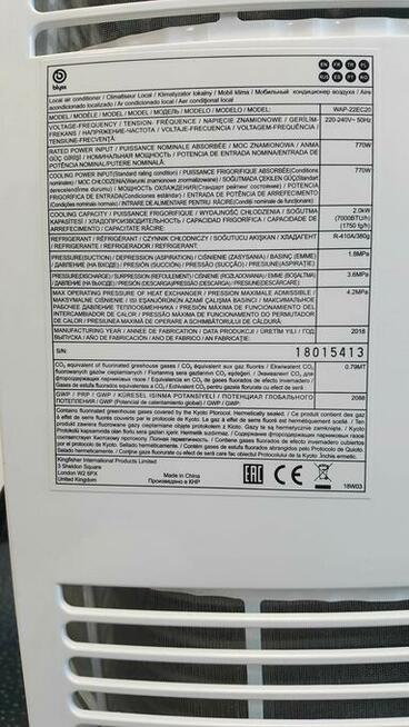 Klimatyzator przenośny Blyss WAP 22EC20 2018