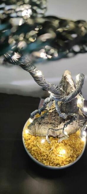 Drzewko szczęścia bonsai na kamieniu LED ręczne