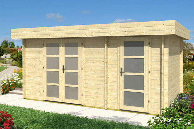 DREWNIANY DOMEK Z PŁASKIM DACHEM ORIENTAL 4 13,5 M2