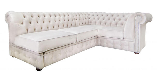 Narożnik Chesterfield z f. spania bez boku 260x200 od ręki
