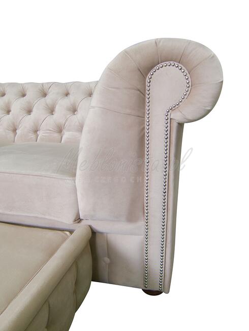 Narożnik Chesterfield z f. spania bez boku 260x200 od ręki