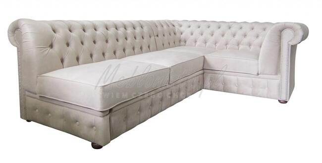 Narożnik Chesterfield z f. spania bez boku 260x200 od ręki