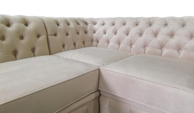 Narożnik Chesterfield z f. spania bez boku 260x200 od ręki