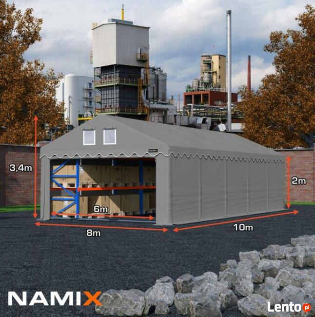 Namiot NAMIX GRAND 8x10 magazynowy RÓŻNE KOLORY