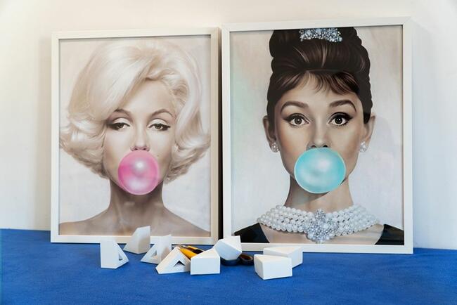 PLAKATY Marilyn Monroe i Audrey Hepburn z balonem