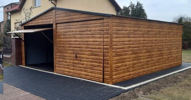 Garaż Blaszany Wiata 3x5 Jednostanowiskowy Drewnopodobny RAL