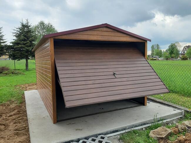 Garaż Blaszany Wiata 3x5 Jednostanowiskowy Drewnopodobny RAL