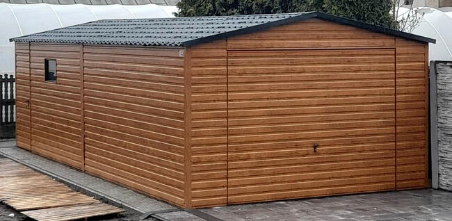 Garaż blaszany 4x6 Drewnopodobny Hala Wiata Garaże RAL