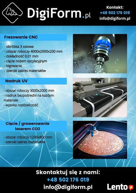 Druk 3D | Skanowanie 3D | Frezowanie CNC | Cięcie CNC |