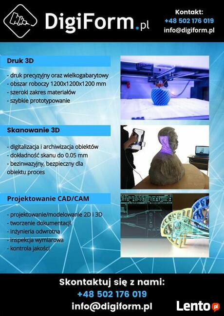 Druk 3D | Skanowanie 3D | Frezowanie CNC | Cięcie CNC |
