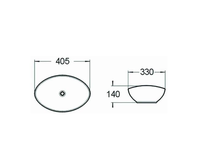 Umywalka Nablatowa 40x34 biała ZŁOTY pasek GOLD EDGE