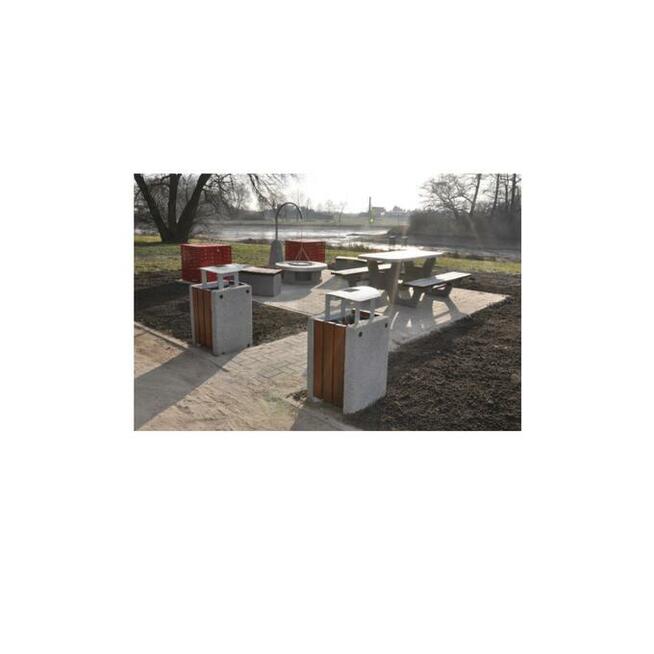 Kosz betonowo drewniany kwadratowy 50l litrów z daszkiem 51x