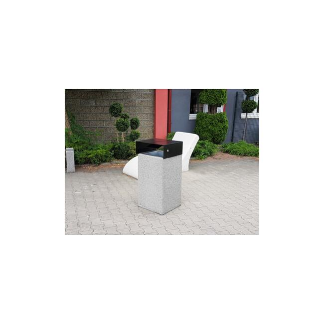 Kosz betonowy kwadratowy z daszkiem 70l litrów 46x46x100 cm