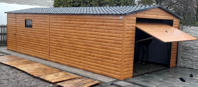 Garaż Blaszany Dwustanowiskowy 6x6 Drewnopodobny RAL Wiata