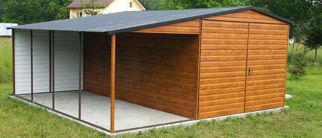 Garaż Blaszany Dwustanowiskowy 6x6 Drewnopodobny RAL Wiata