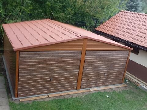 Garaż Blaszany Dwustanowiskowy 6x6 Drewnopodobny RAL Wiata