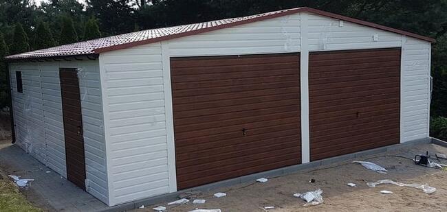 Garaż Blaszany Hale Wiaty Garaże 9x6 Drewnopodobne RAL