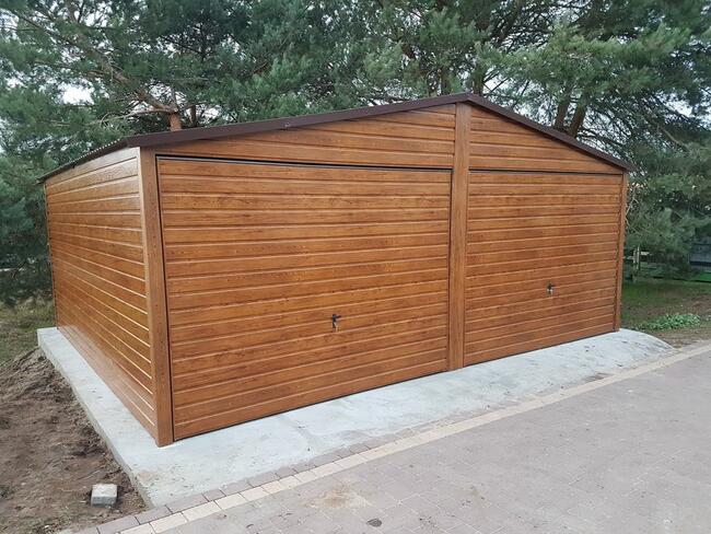 Garaż Blaszany Hale Wiaty Garaże 9x6 Drewnopodobne RAL